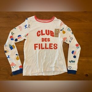 MONOPRIX PARÍS |Club des Filles Girls' White Long-Sleeve Pajama Set, NWT, sz 14